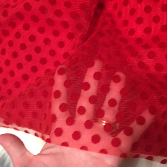 Marmellata Red Polka Dot Sheer Overlay Dress 6X - Picture 3 of 8